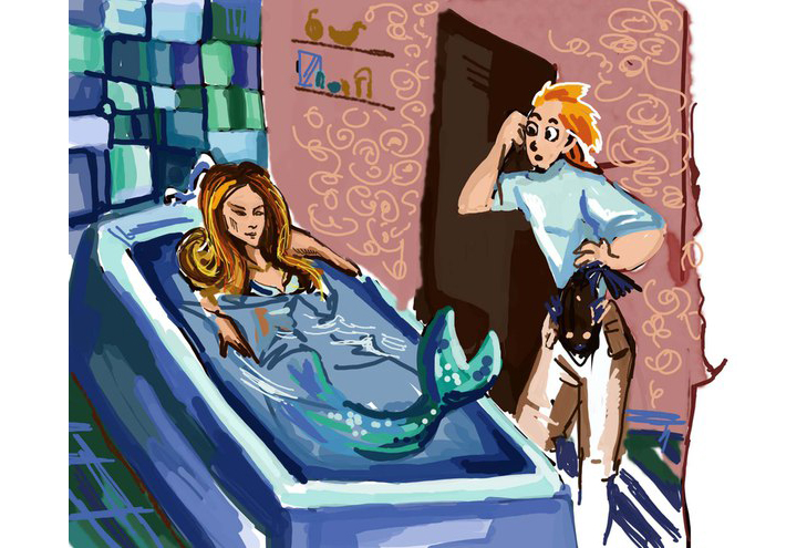 Русалка в моей ванне, рисунок Алисы Плис